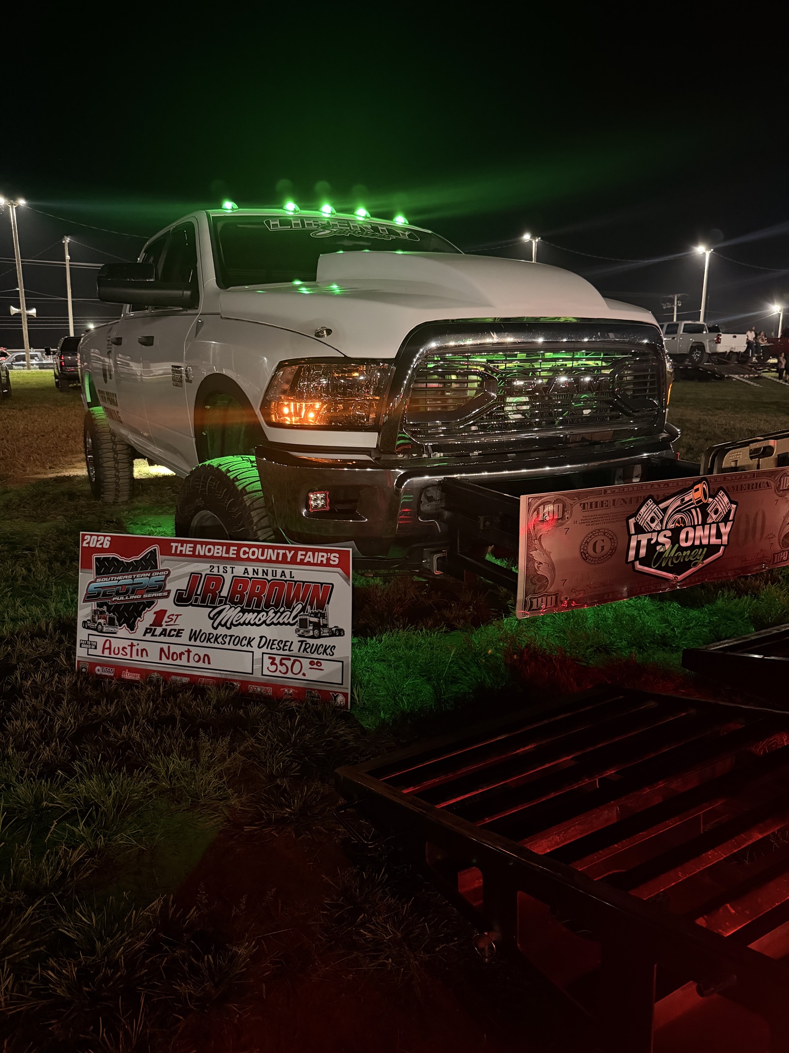 It's Only Money with the first place sign at the Noble County Fair