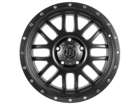 Alpha 20 X 9 / 8 X 180 12MM Offset 5.5 Inch Backspace Satin Black, ICON Alloys