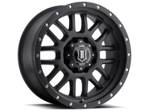 Alpha 20 X 9 / 8 X 180 12MM Offset 5.5 Inch Backspace Satin Black, ICON Alloys