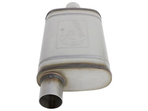 Mach Force-Xp 409 Stainless Steel Muffler 2-1/2 Inch ID Offset/Center x 9 Inch W x 4 Inch H x 14 Inch L - Oval Body aFe Power