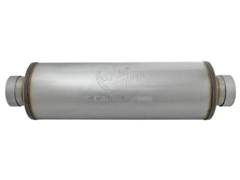 Saturn 4S 409 Stainless Steel Muffler 4 Inch ID Center/Center x 8 Inch Dia. x 30 Inch Oal - Round Body aFe Power