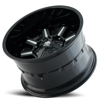 Mayhem Offroad Wheels Combat 8105 GB 20x10 Milled Spokes Gloss Black -19 Off Set 8 Lug 4.75 BSM 124.1 Bore Cast Aluminum